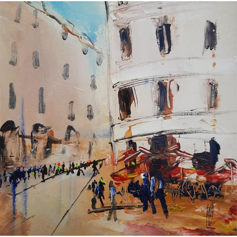 Peinture Parasol rouge par Raffin Christian | Tableau Figuratif Scènes de vie Huile Acrylique