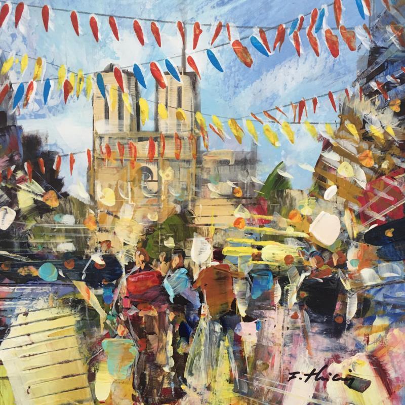 Peinture Rendez-vous à Paris - Notre-Dame par Frédéric Thiery | Tableau Figuratif Paysages Acrylique