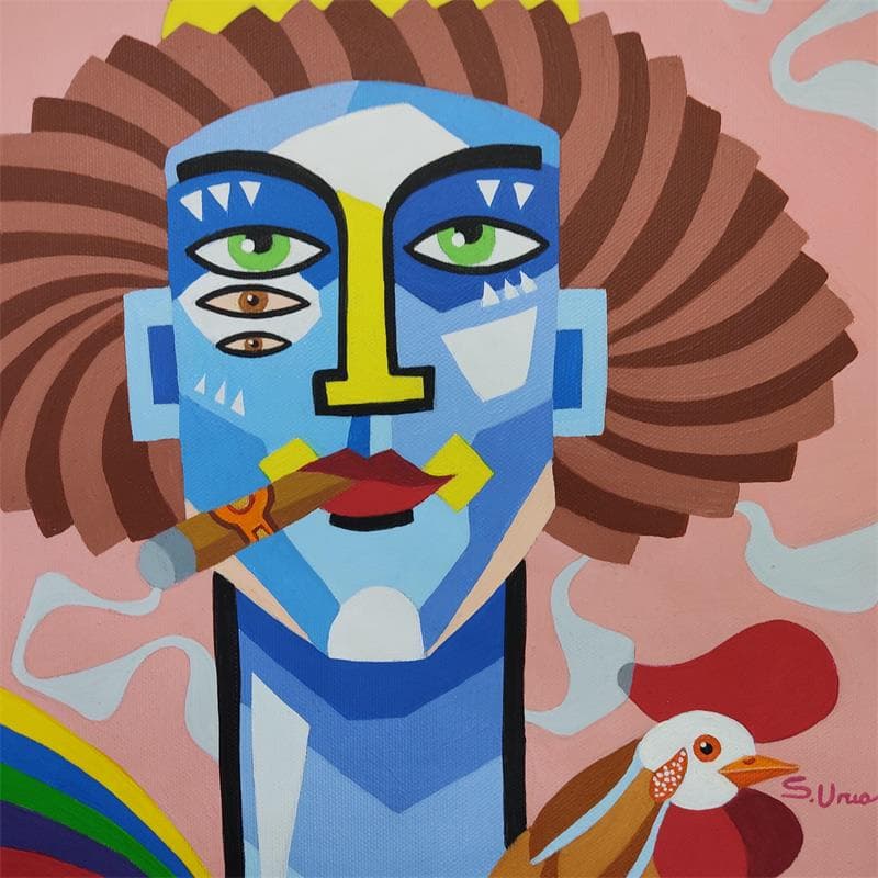 Painting ACERCAMIENTO by S.Uria | Painting Figurative Portrait Acrylic