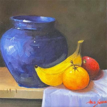Painting banana by Chico Souza | Painting Figurative Oil Still-life