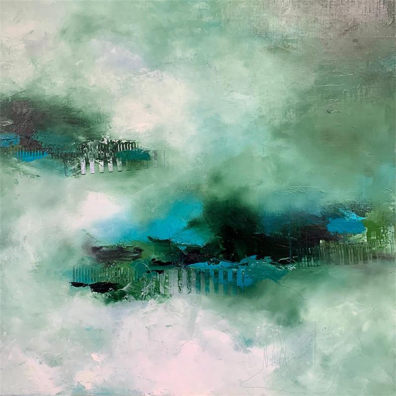 Peinture Je sais que tu n'es pas loin par Dumontier Nathalie | Tableau Abstrait Minimaliste Huile