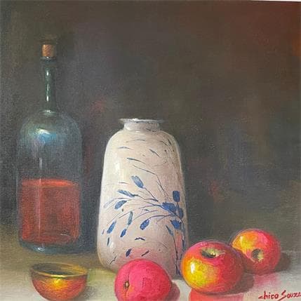 Painting vaso pintado by Chico Souza | Painting Figurative Oil Still-life