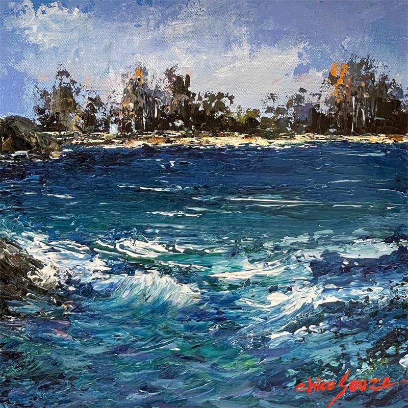 Painting ondeas aguas se encontram by Chico Souza | Painting Figurative Still-life Oil