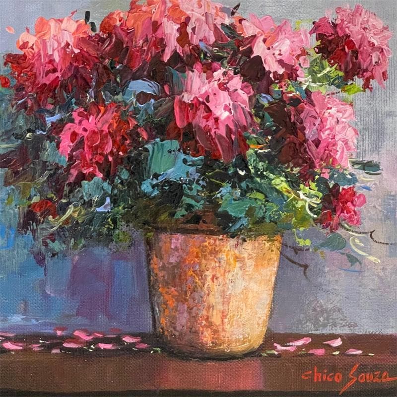 Gemälde gerãnio rosa von Chico Souza | Gemälde Figurativ Stillleben Öl