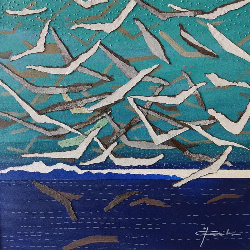 Pintura BIRDS 03 08 18 17.30 por Gozdz Joanna | Pintura Abstracto Minimalista Acrílico