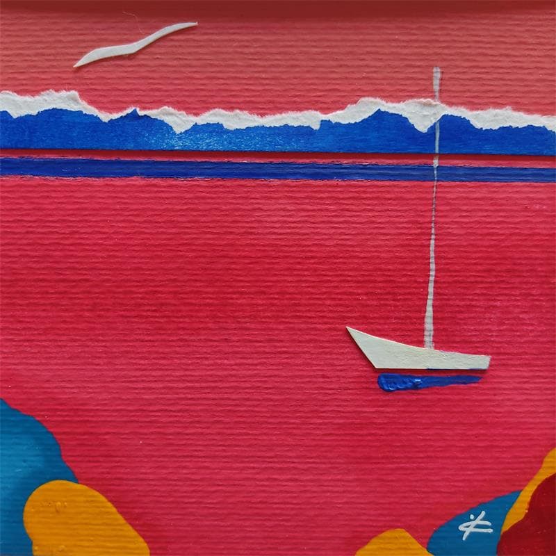 Peinture RED SHORE par Gozdz Joanna | Tableau Abstrait Minimaliste Acrylique