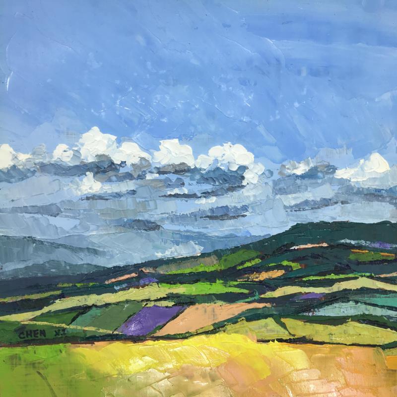 Peinture PAYSAGE DU LUBERON AOUT N°2 par Chen Xi | Tableau Abstrait Paysages Huile
