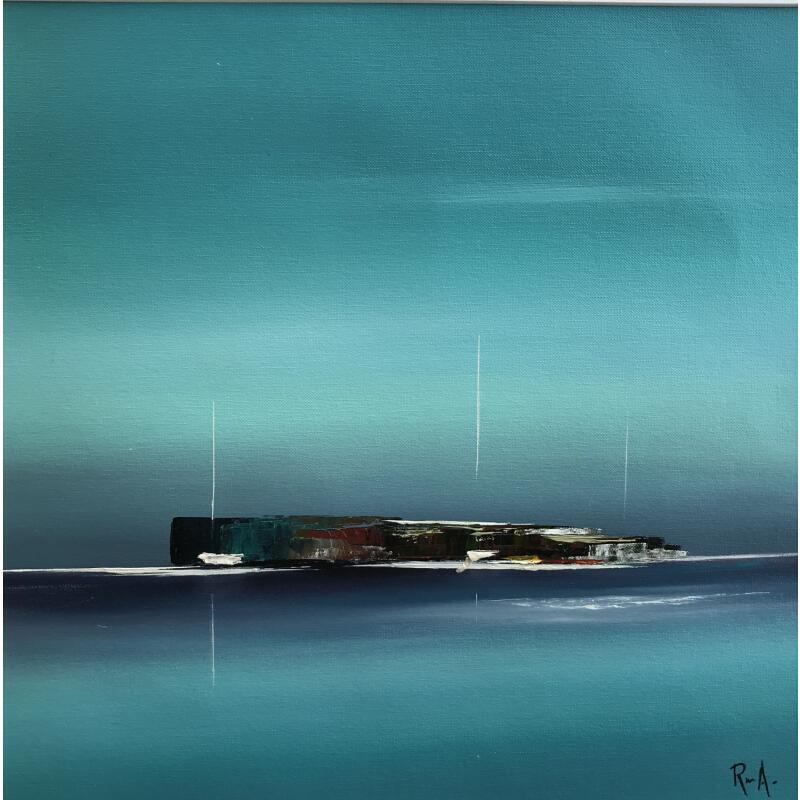 Painting Symphonie azur 15 by Roussel Marie-Ange et Fanny | Painting Abstract Marine Oil