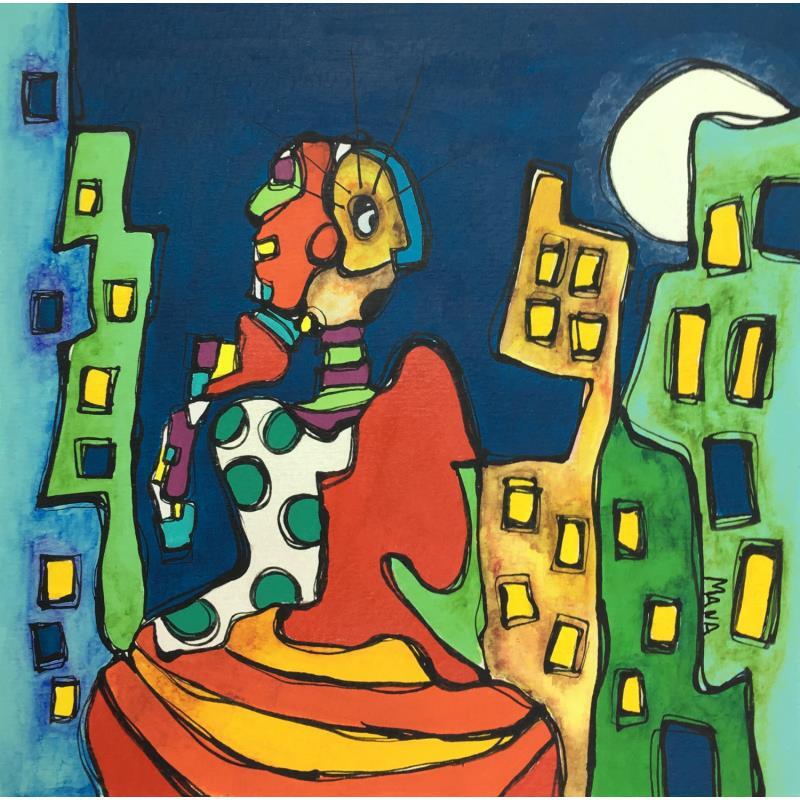 Gemälde LUNA HENA von Gorigoitia Karla  | Gemälde Art brut Alltagsszenen Acryl