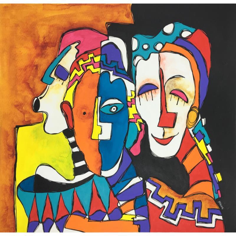 Gemälde TRES von Gorigoitia Karla  | Gemälde Art brut Alltagsszenen Acryl