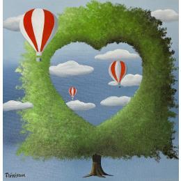 Painting GREEN HEART by Trevisan Carlo | Painting Surrealism Acrylic, Oil Animals