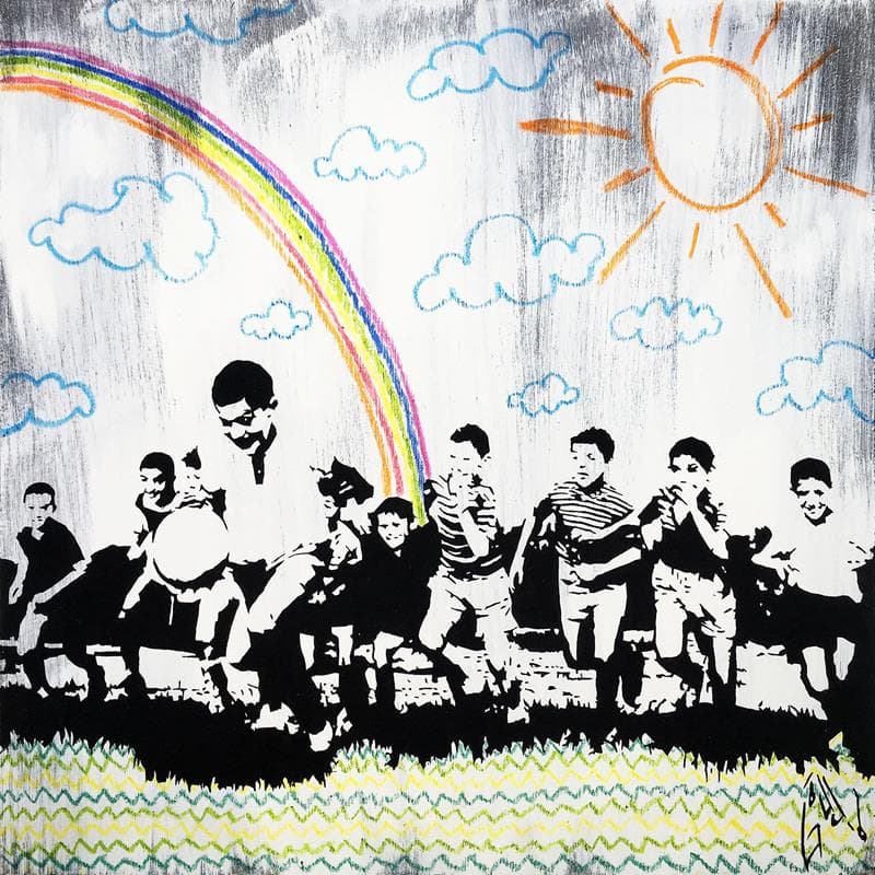 Gemälde Life is joy von Di Vicino Gaudio Alessandro | Gemälde Street art Alltagsszenen Acryl