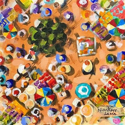 Peinture PLACE DE MARCHE par Lama Niankoye | Tableau Figuratif Acrylique Scènes de vie