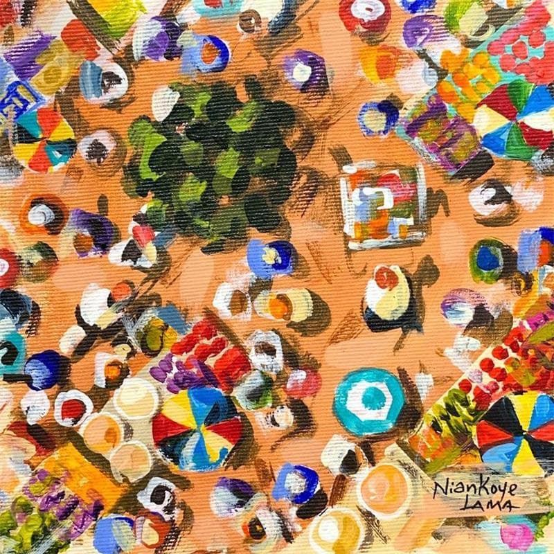 Painting PLACE DE MARCHE by Lama Niankoye | Painting Figurative Life style Acrylic