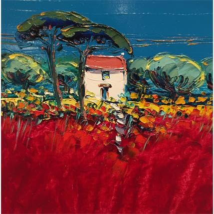 Peinture Les pins parasols par Corbière Liisa | Tableau Figuratif Huile Paysages