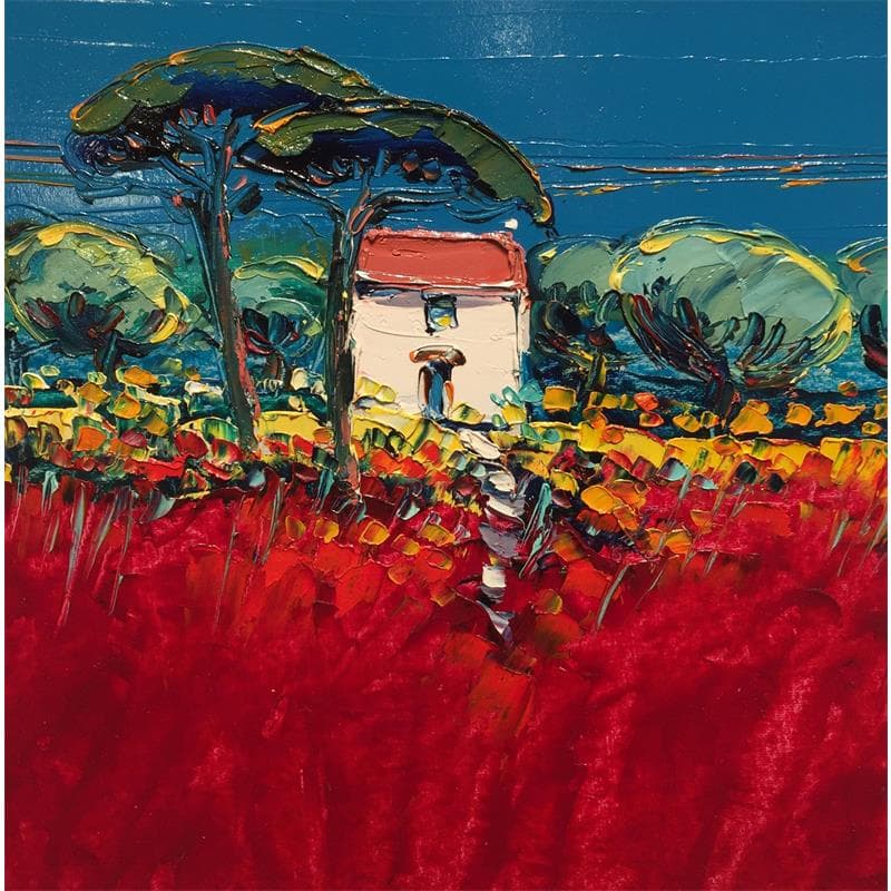 Peinture Les pins parasols par Corbière Liisa | Tableau Figuratif Paysages Huile