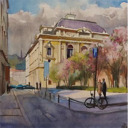Peinture Lyon-J20 par Khodakivskyi Vasily | Tableau Figuratif Aquarelle Urbain