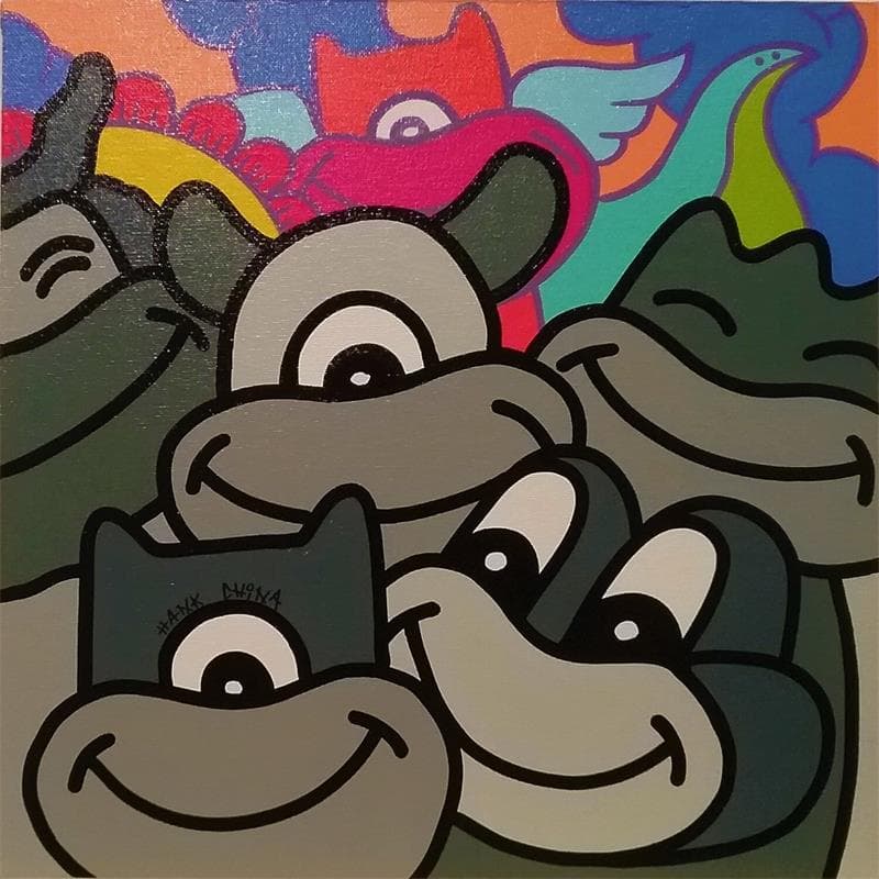 Pintura La soirée por Hank China | Pintura Pop art Iconos pop Acrílico