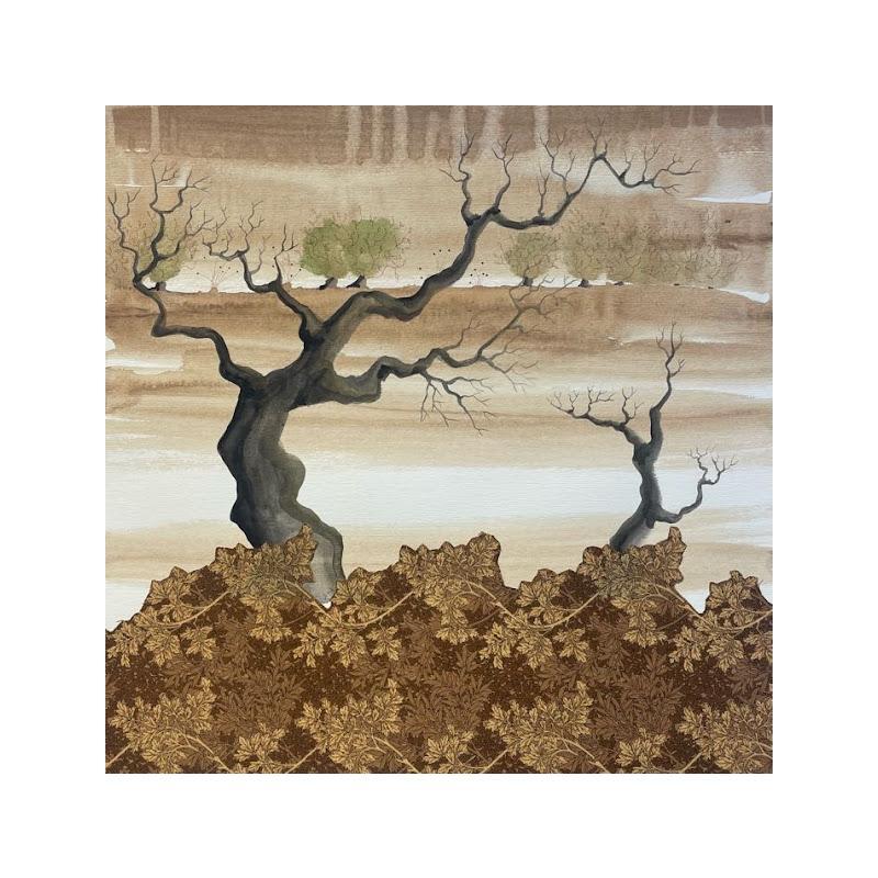 Painting Gli olivi della mia Toscana by Nai | Painting Surrealism Watercolor Textile