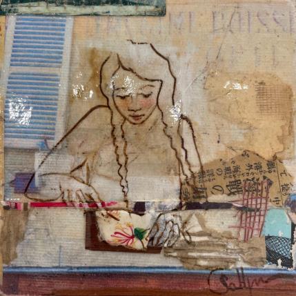 Painting Les bons jours by Sablyne | Painting Raw art Acrylic Portrait