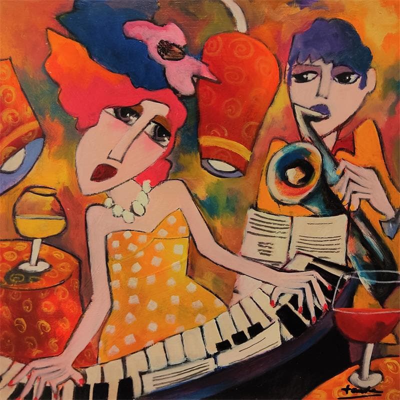 Peinture Fête par Fauve | Tableau Figuratif Scènes de vie Huile