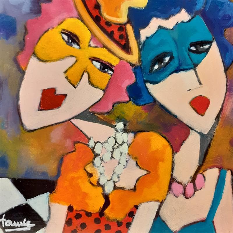 Gemälde Bal masqué von Fauve | Gemälde Figurativ Alltagsszenen Öl