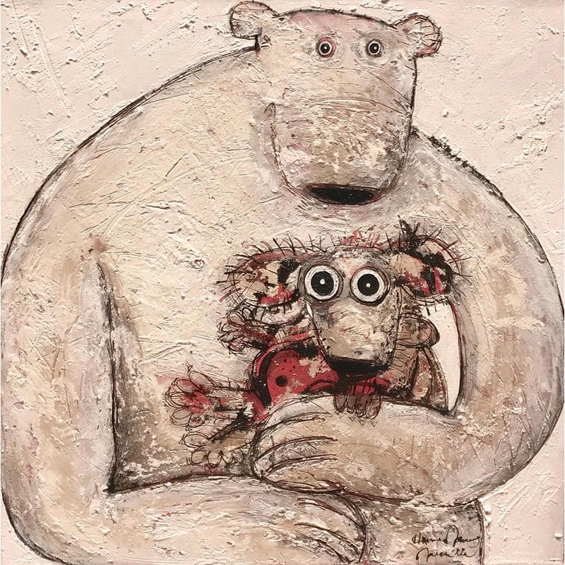 Peinture Mon doudou par Maury Hervé | Tableau Figuratif Animaux