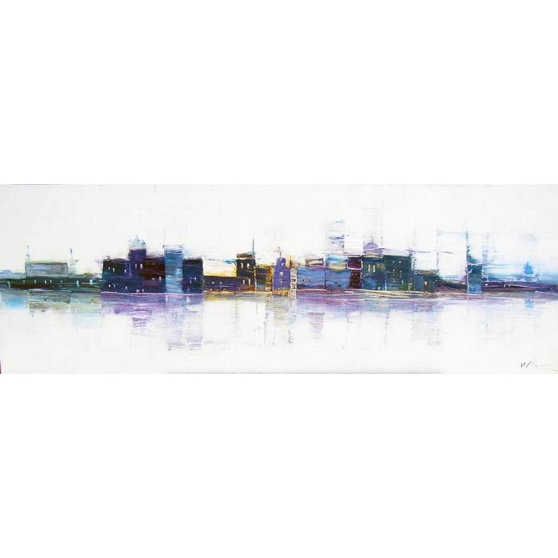 Pintura Composition linéaire en bleus et mauves por Fièvre Véronique | Pintura Abstracto Urbano Acrílico