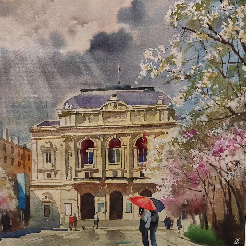 Painting Lyon - ap.28 by Khodakivskyi Vasily | Painting Figurative Urban Watercolor