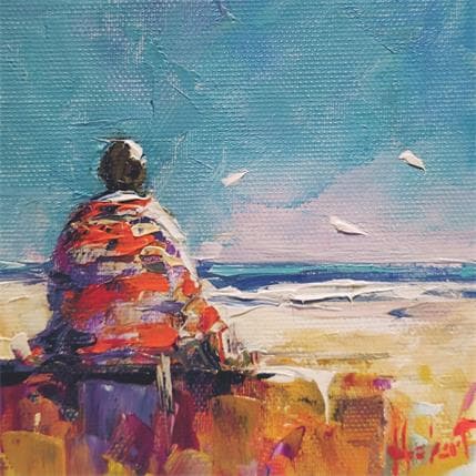 Painting EN ATTENDANT by Hébert Franck | Painting Figurative Oil Marine