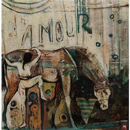 Painting AMOUR by Machi | Painting Figurative Acrylic, Oil Animals