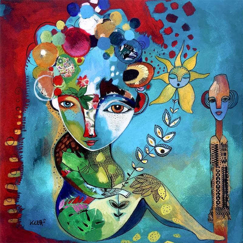 Painting Cueillir le soleil by Ketfa Laure | Painting Raw art Life style Acrylic