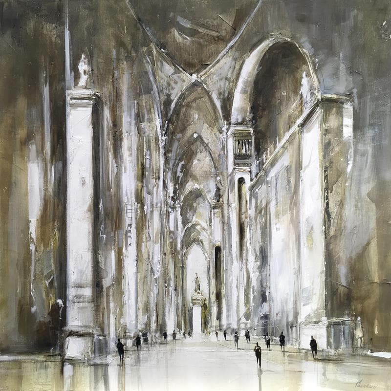 Painting Sans titre (Cathédrale) by Poumelin Richard | Painting Figurative Urban Oil