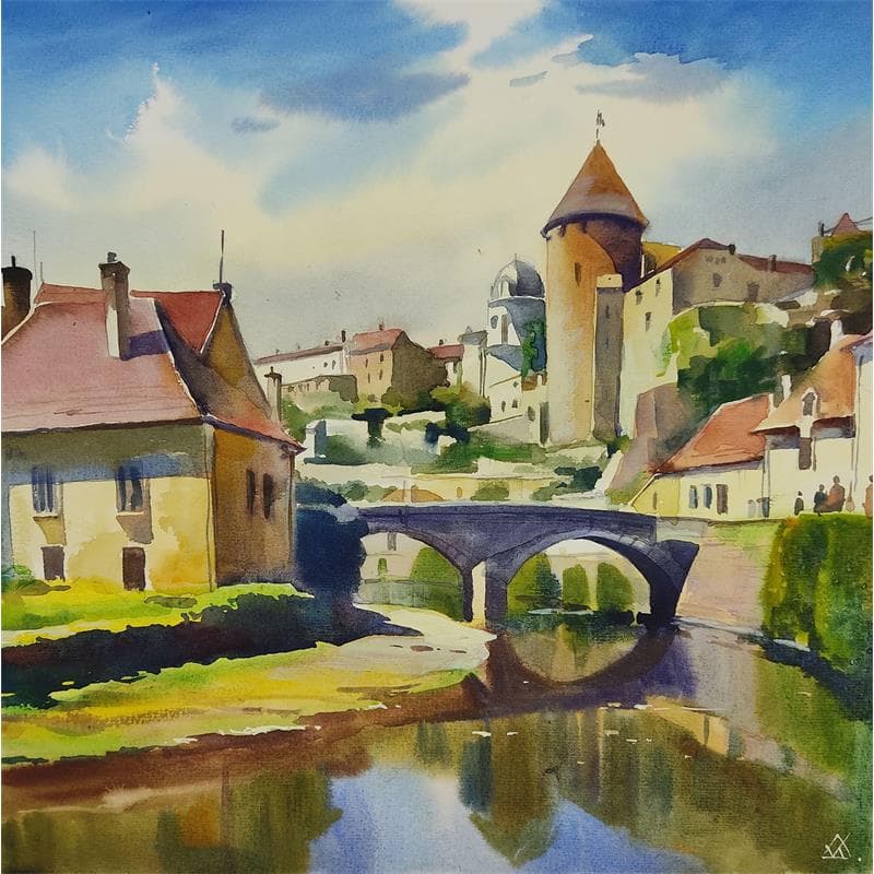 Peinture Bourgogne 19 par Khodakivskyi Vasily | Tableau Figuratif Urbain Aquarelle