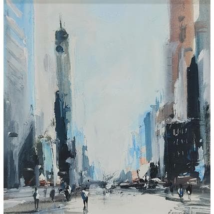 Peinture Blue city par Poumelin Richard | Tableau Figuratif Huile Urbain