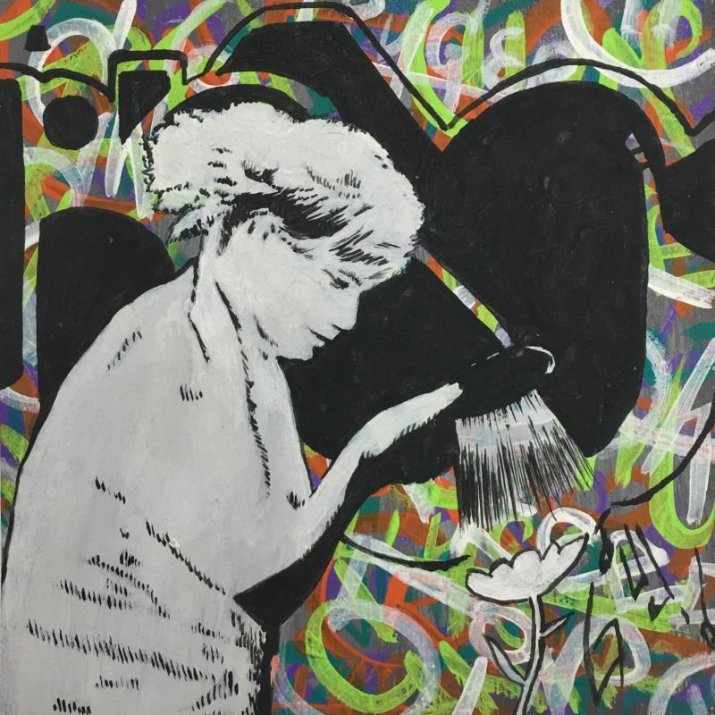 Painting a white flower by Di Vicino Gaudio Alessandro | Painting Street art Life style Graffiti Acrylic