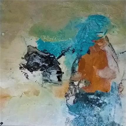 Painting Pétale d'Azur 1 by Han | Painting Abstract Minimalist