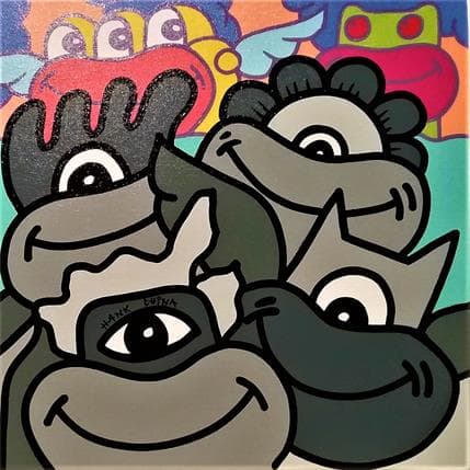 Pintura La fiesta chez Dédé por Hank China | Pintura Pop art Acrílico Iconos pop