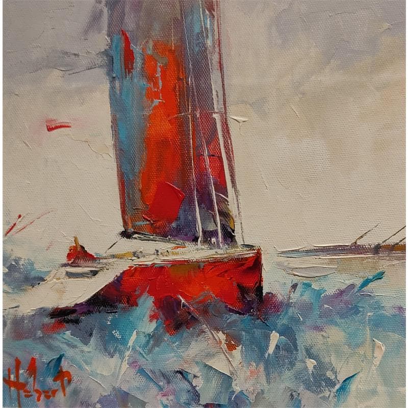 Painting L'homme et la mer by Hébert Franck | Painting Figurative Marine Oil