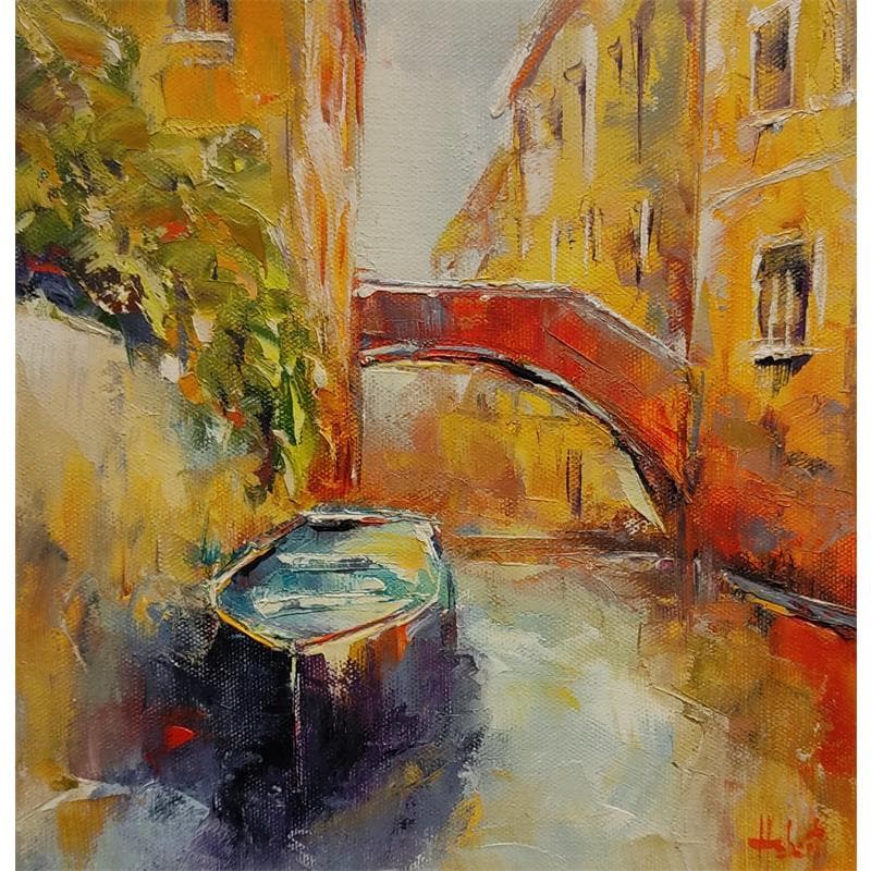 Painting Le vieux pont by Hébert Franck | Painting Figurative Marine Oil