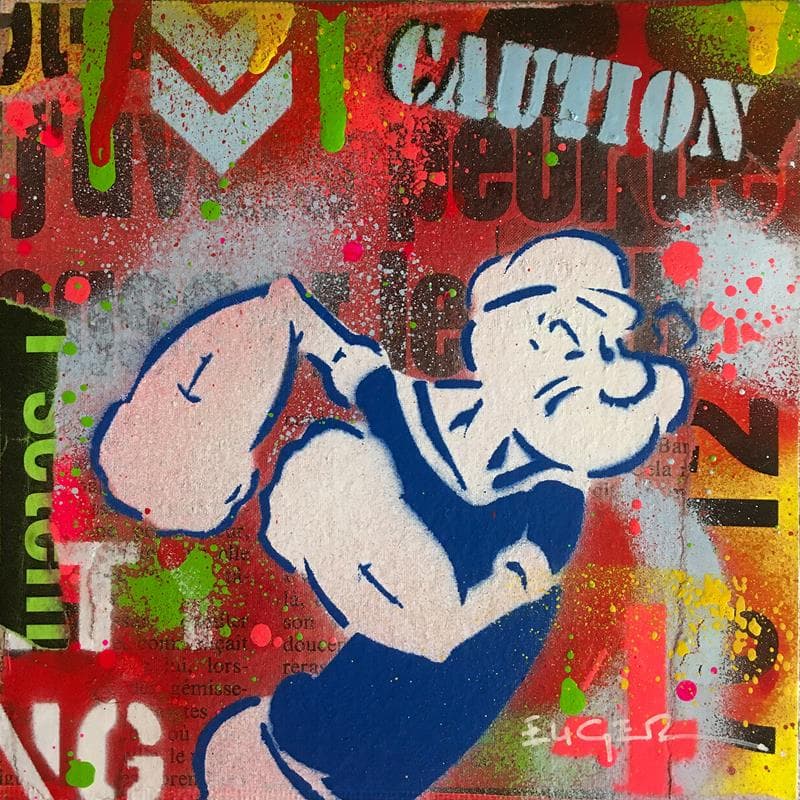 Gemälde Popeye von Euger Philippe | Gemälde Pop-Art Pop-Ikonen Graffiti Acryl