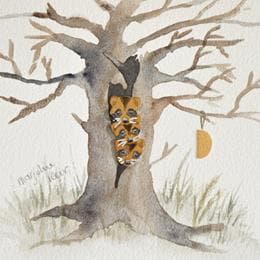 Peinture Frérots par Marjoline Fleur | Tableau Art naïf Animaux