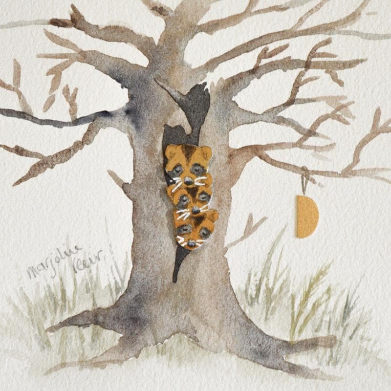 Peinture Frérots par Marjoline Fleur | Tableau Art naïf Animaux