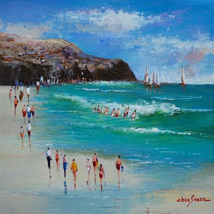 Painting Pousada Pedra by Chico Souza | Painting Figurative Oil Landscapes, Marine