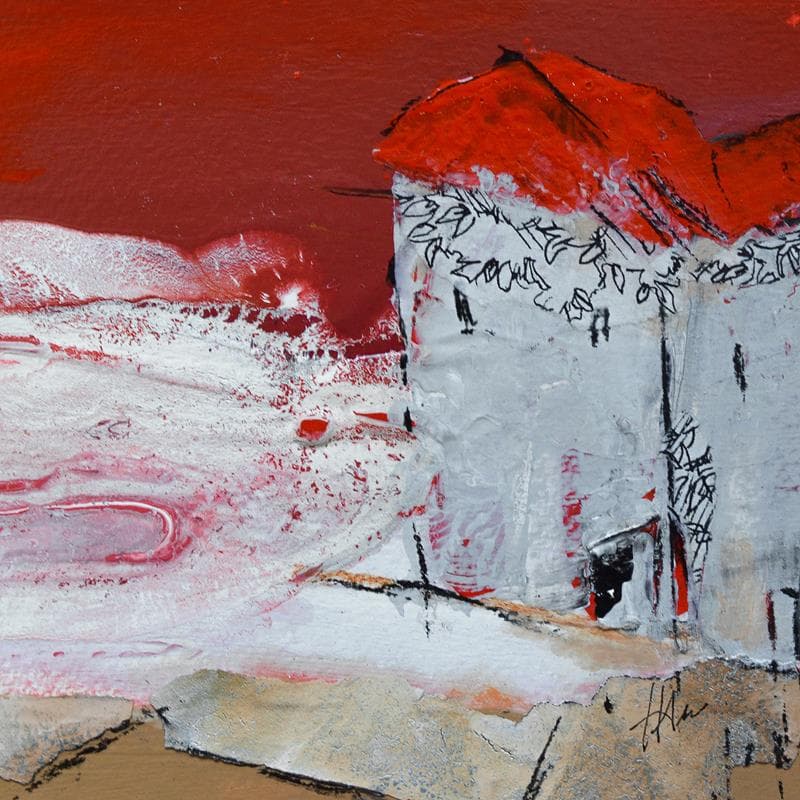 Peinture Au bord du monde 3 par Han | Tableau Abstrait Paysages