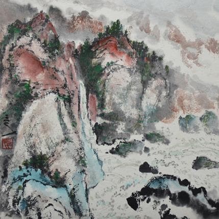 Painting Cliffs by Sanqian | Painting Figurative Landscapes