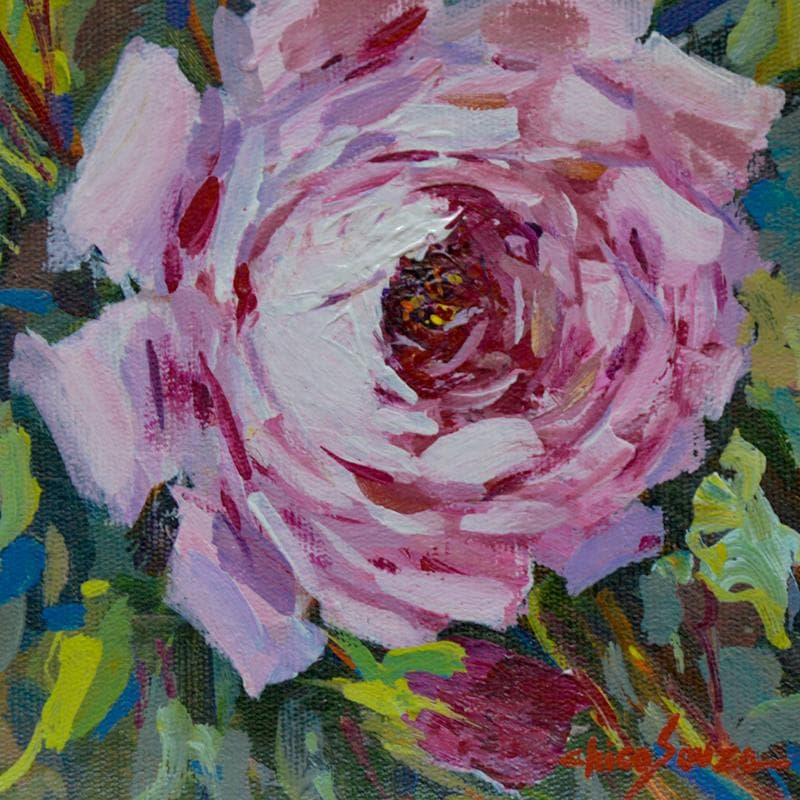 Peinture Pink Rose I par Chico Souza | Tableau Figuratif Natures mortes Huile