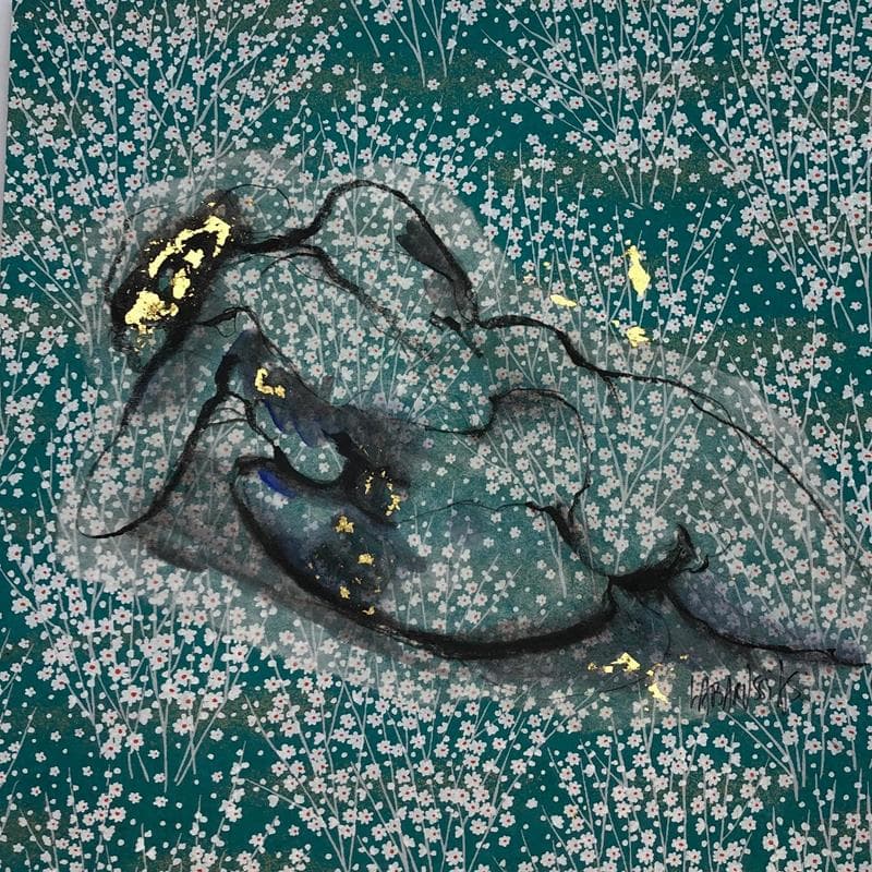 Painting La vie en fleurs 8 by Labarussias | Painting Figurative Nude