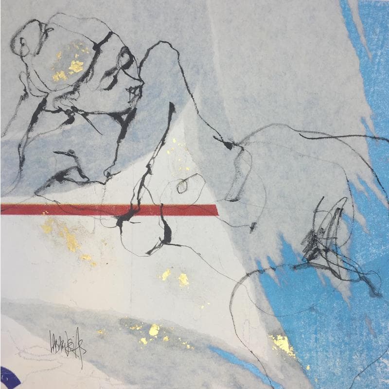 Peinture Ligne rouge 15 par Labarussias | Tableau Figuratif Nu