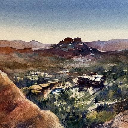 Painting Sedona by Seruch Capouillez Isabelle | Painting Figurative Watercolor Landscapes, Urban